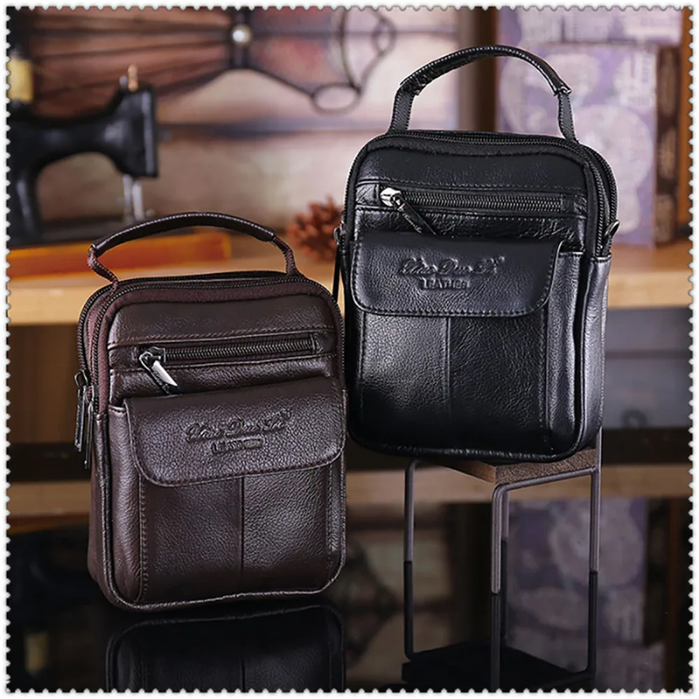 Поясная Сумка из натуральной воловьей кожи для мужчин забавная маленькая