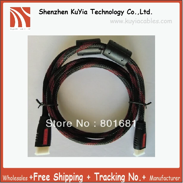KUYiA позолоченный 5ft 1 5 м hdmi кабель нейлоновым чехлом и двойной ферритовые