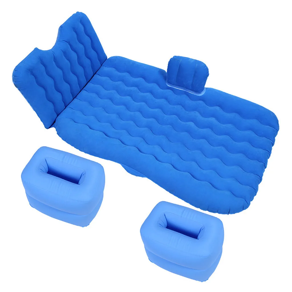 Синий Franchise Car Travel Bed Camping Inflatable Sofa Automotive Air Mattress Rear Seat Cushion Rest Sleeping pad with Pillow/Pump - Название цвета: Синий