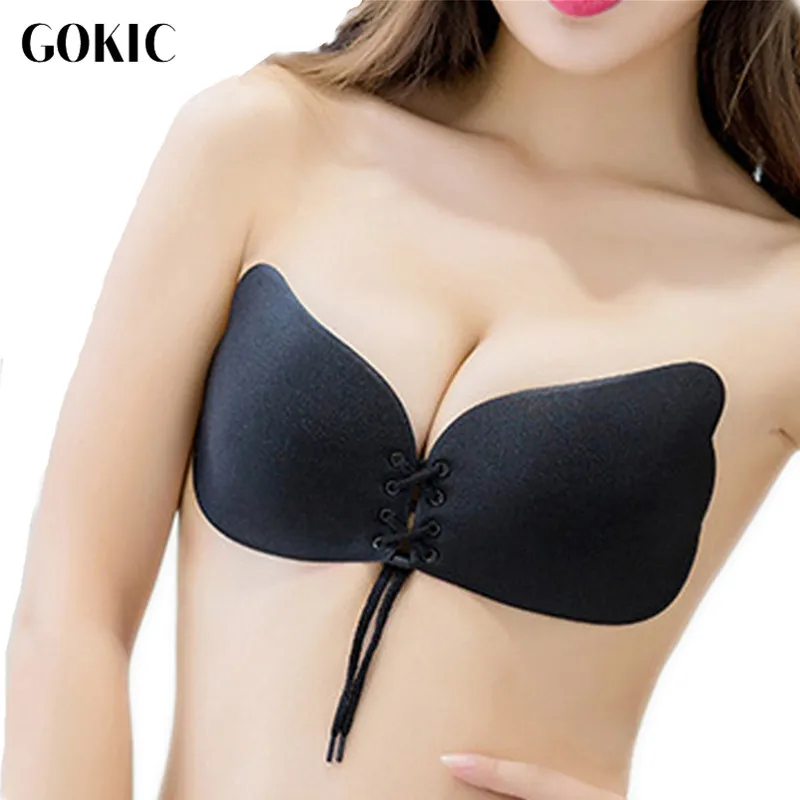 Gokic недавно силиконовый клей спинки Intimates свадебное Bralette без бретелек Невидимый