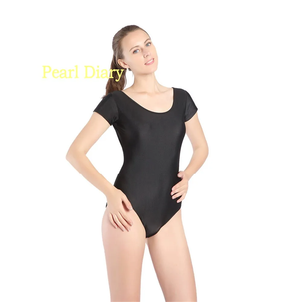 Для женщин Базовая короткий рукав спандекс облегающий костюм для балетные