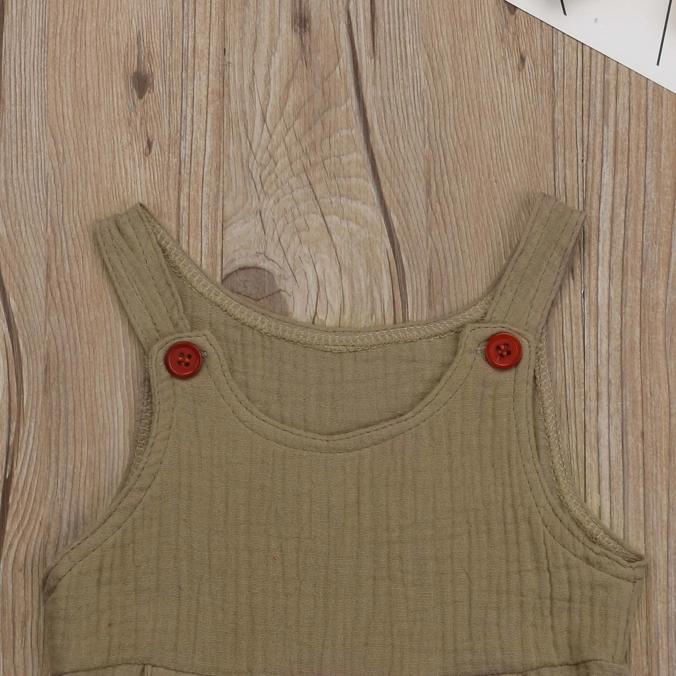 Новое поступление Однотонный комбинезон с оборками для маленьких девочек Летний