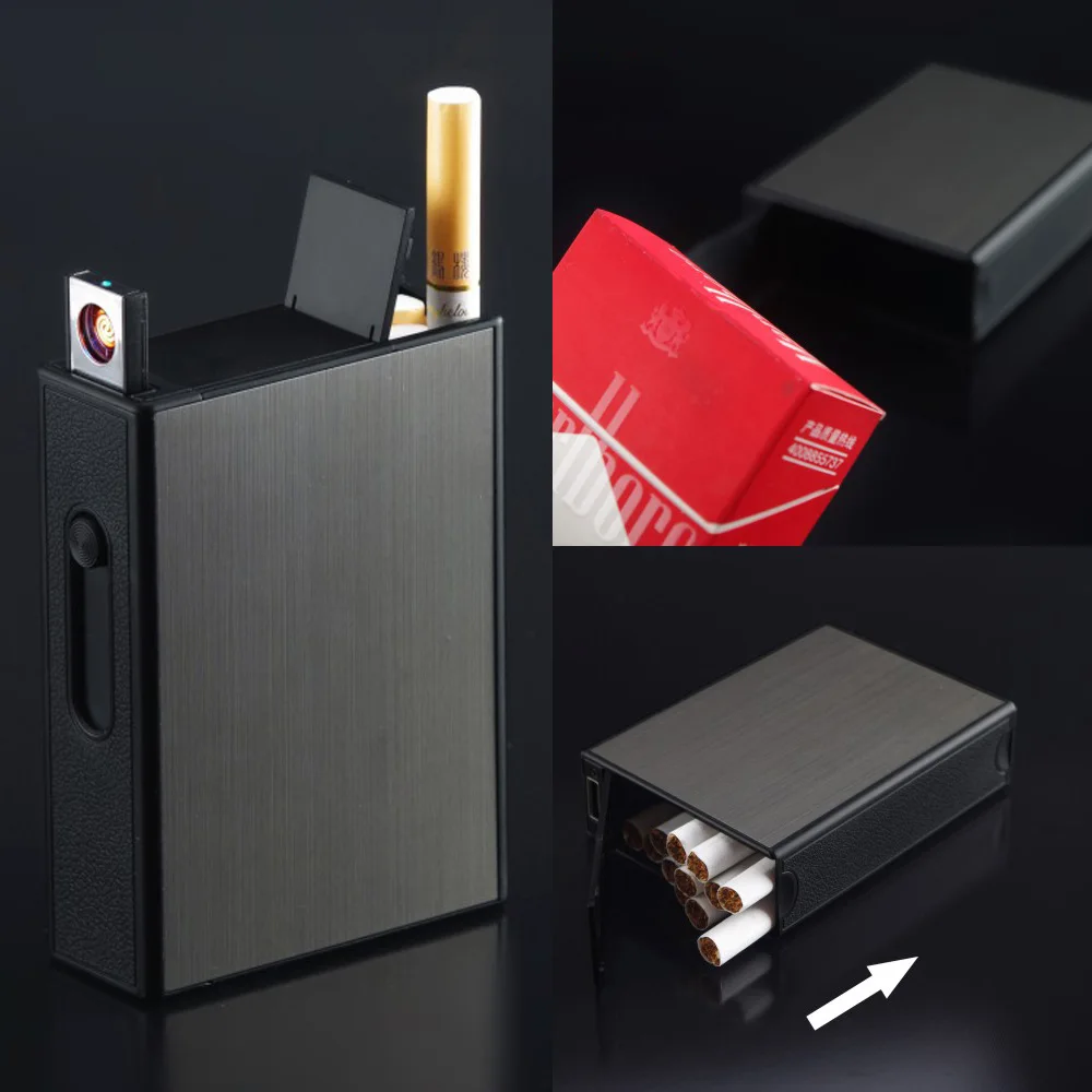 20 шт./упаковка металлический чехол для сигарет с USB зарядкой|Аксессуары сигарет| |