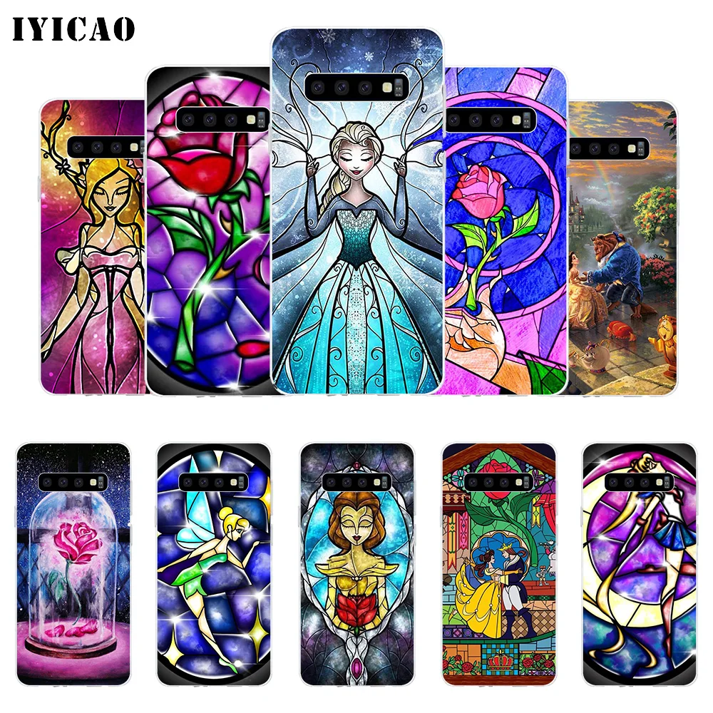 Мягкий силиконовый чехол для телефона IYICAO Beauty Beast Rose Princess Samsung Galaxy S10e S10 S9 S8 Plus S7 Edge