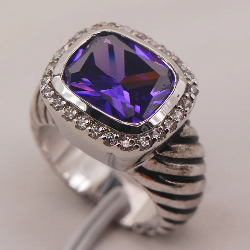 

Purple Crystal Zircon 925 Sterling Silver Ring Size 6 7 8 9 10 F648 Fashion