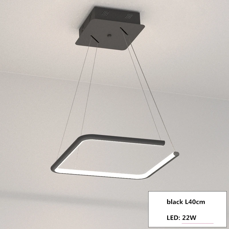 1 ring L40cm 22W Современный Пульт Управление затемнения блеск Led люстра прямоугольник светильник Led подвесная люстра Обеденная висит Lamparas - Цвет абажура: 1 ring L40cm 22W