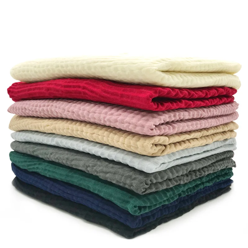 

New TR Cotton Pleated Scarves Women Satin Muslim Hijab Scarf for Lady Winter Long Crinkle Wrinkle Wrap Shawl
