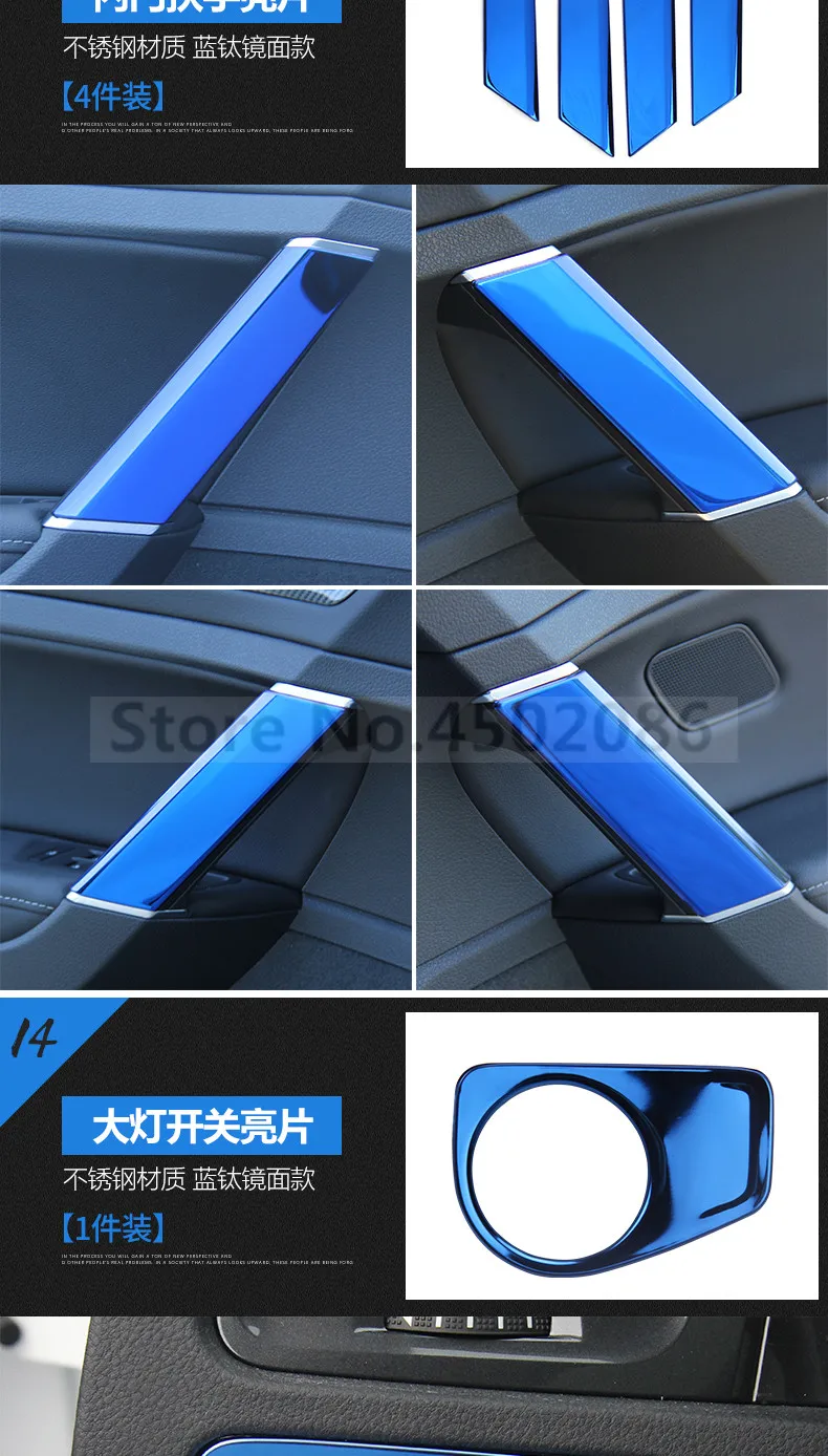 High-quality stainless steel Interior trim sequins(blue), dashboard trim For Volkswagen Golf 7/7.5 Rline, Car-Styling