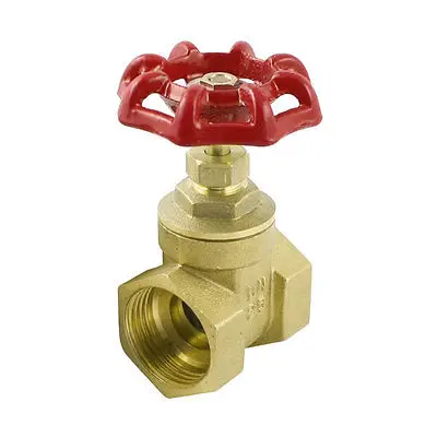 

1PT Female Threaded Dual Ports Red Knob Control Water Brass Gate Valve