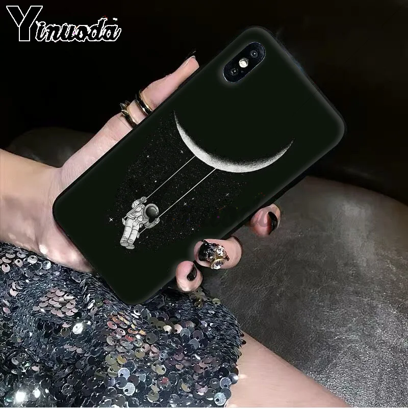 11pro MAX черный с белой луной звезды космонавта Новинка чехол для телефона Apple iPhone 8 7