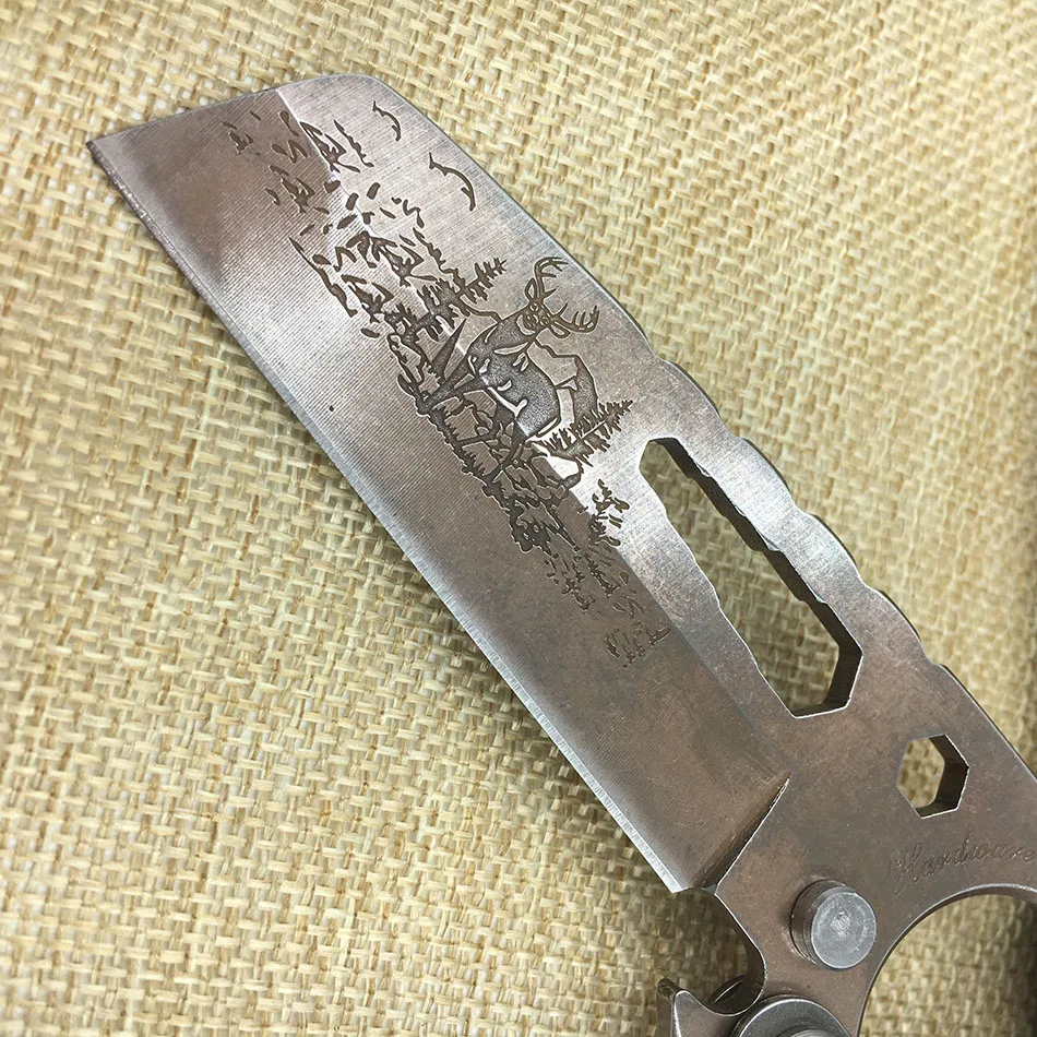 Многофункциональный прямой нож с карабином фиксированный blade58HRC 7Cr17mov для охоты