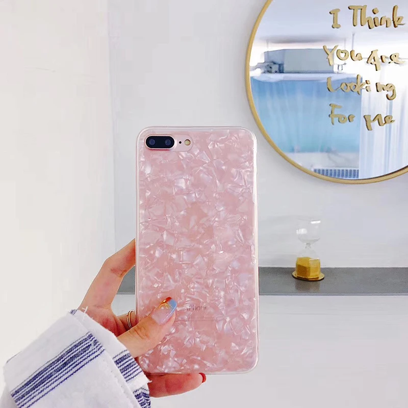 Блестящий чехол для телефона iPhone 7 Чехол Plus Dream Shell с узором X 6 s 8 plus 5S se 5 Мягкий