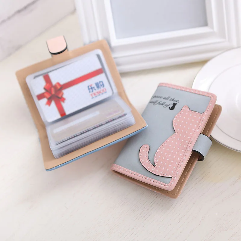 20 карт из искусственной кожи Для женщин держатель для модные каваи милый кот