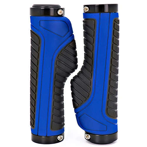 Blue Bike Grips VICTGOAL горный велосипед ручки противоударные Нескользящие велосипедные ручки горный велосипед Handlerbar ручки замок на мягкой резиновой велосипедной части - Цвет: Blue Bike Grips
