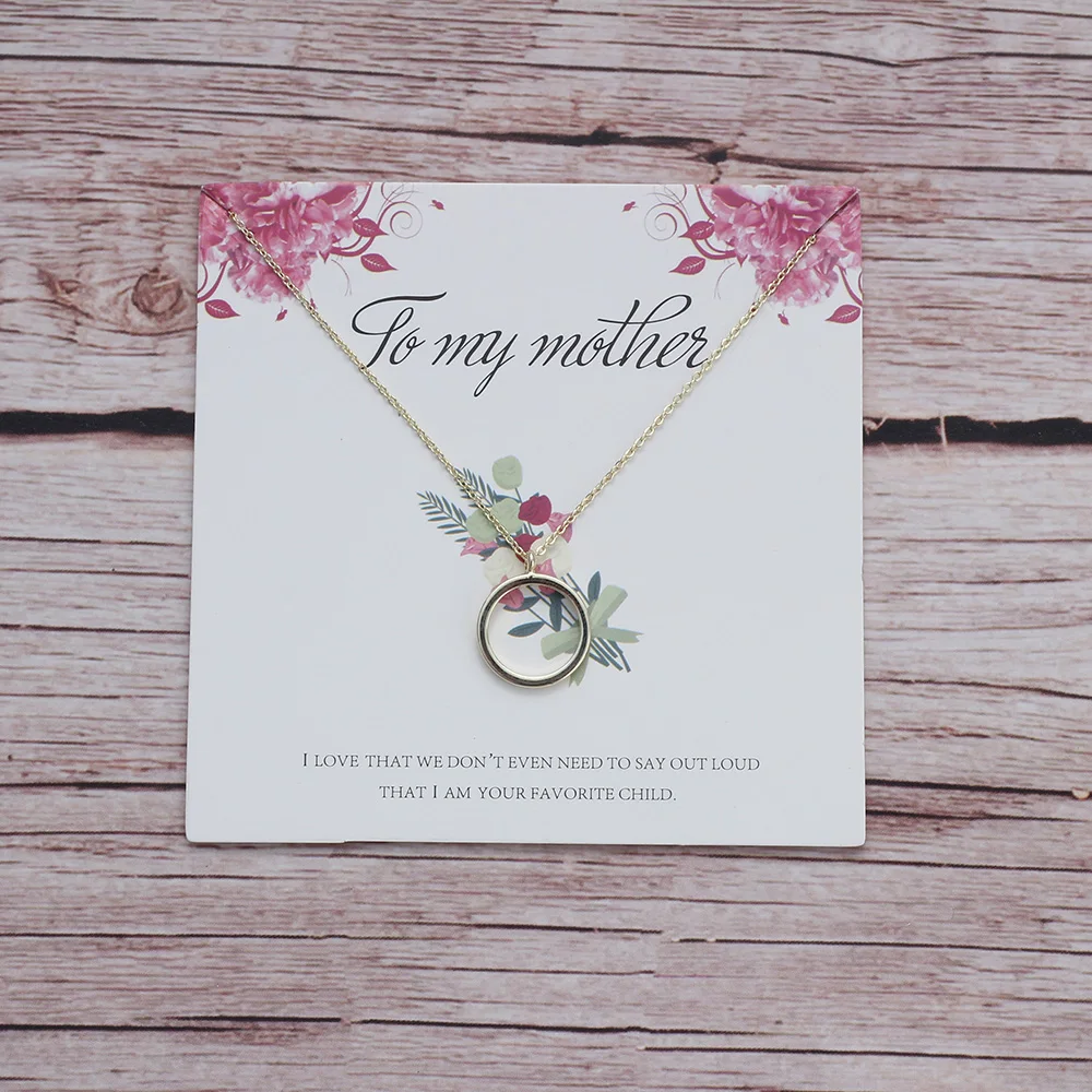 Lucky Eye Gold Color Necklace Copper Circle Chain Link Wish Card For Girl Mother's Day Jewelry EY6038 | Украшения и
