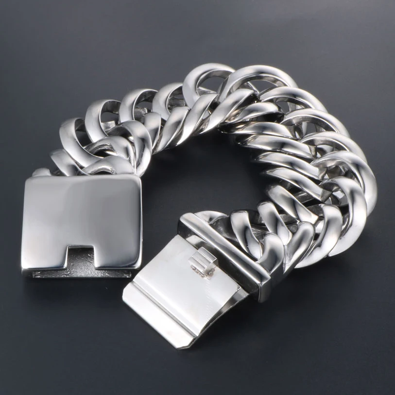 Мужские массивные байкерские браслеты Rocker браслеты-цепочки из нержавеющей стали