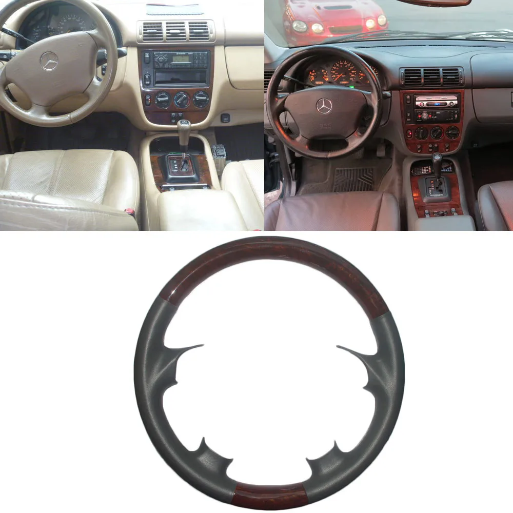 Темно серый кожаный чехол для руля Mercedes Benz 1998 2005 W163 ML M 270 ML320 ML350 ML430 ML500 ML55 AMG|Чехлы