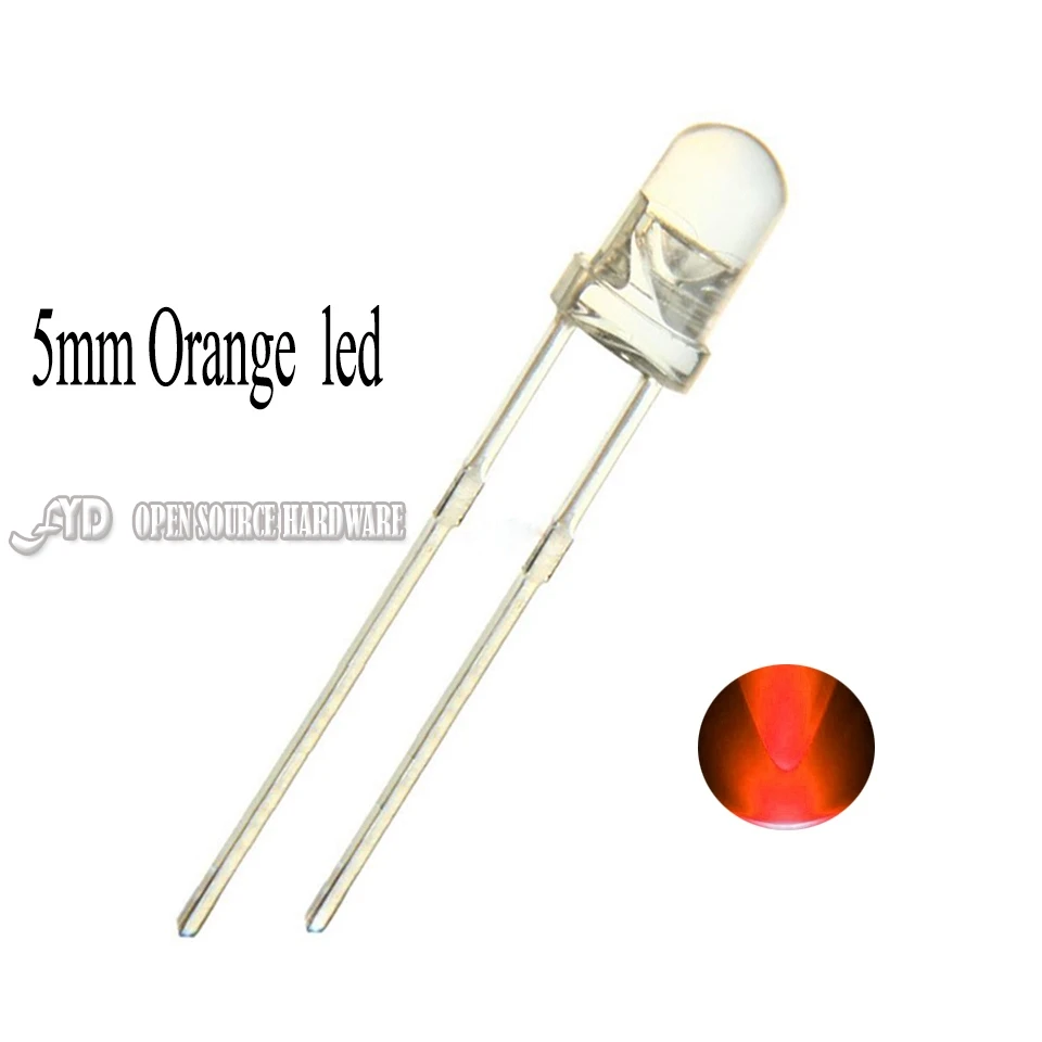 100 шт. 5 мм диодный Оранжевый Светодиодный светильник прозрачные линзы Круглый