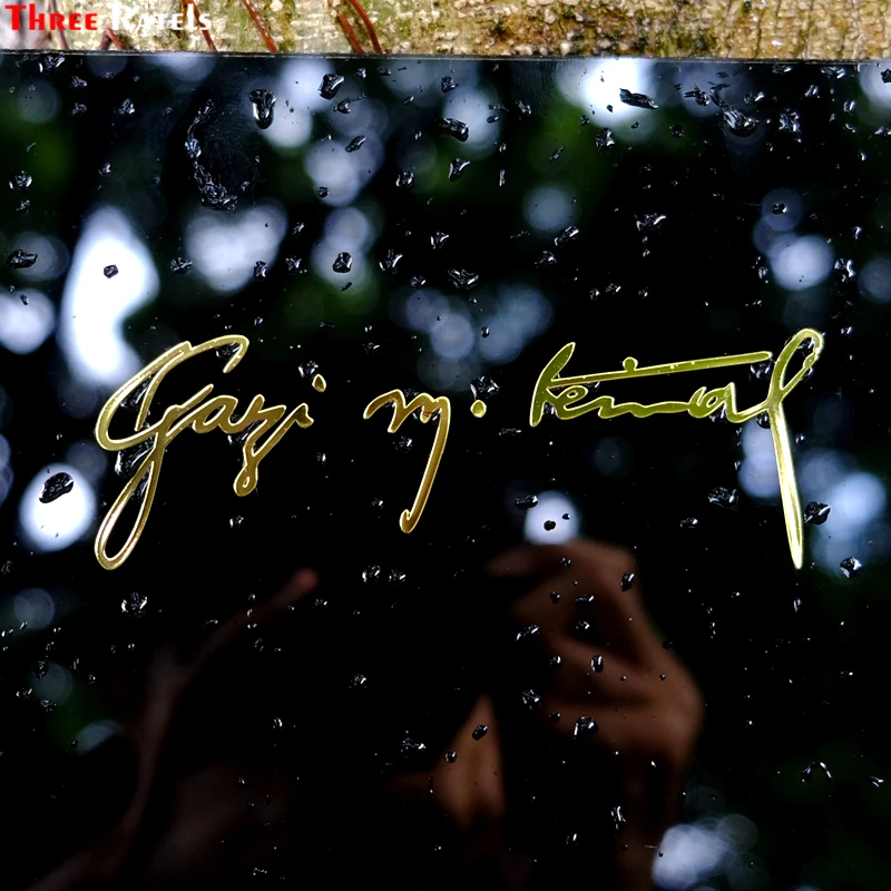 

Three Ratels MT-027# 40*120мм Мустафа Кемаль Ататюрк Гази Подпись металла золотой никель автомобиля стикер Авто наклейки