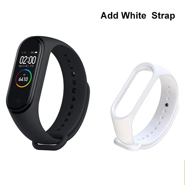 add white strap Глобальная версия Xiaomi mi группа 4 смарт-браслет 6-axis Сенсор активно-матричные осид, Экран Bluetooth 5,0 Водонепроницаемый монитор сердечного ритма mi Группа 4 - Цвет: add white strap