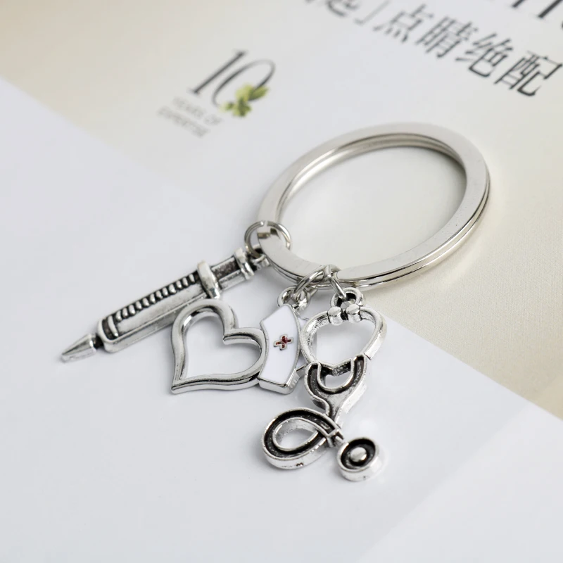 Dongsheng Jewelry доктор медицинские инструменты стетоскоп шприц Подвески брелки медсестра студентов подарки брелок для ключей llaveros