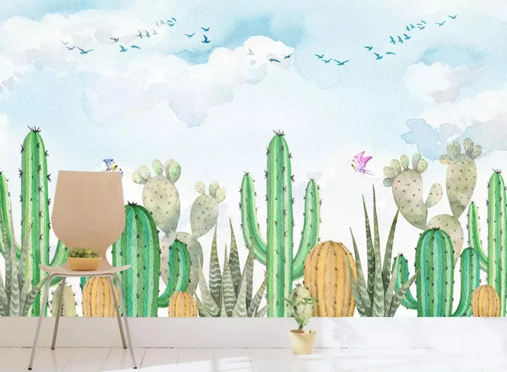

[Self-Adhesive] 3D Watercolor Cactus Sky 13 Wall Paper mural Wall Print Decal Wall Murals
