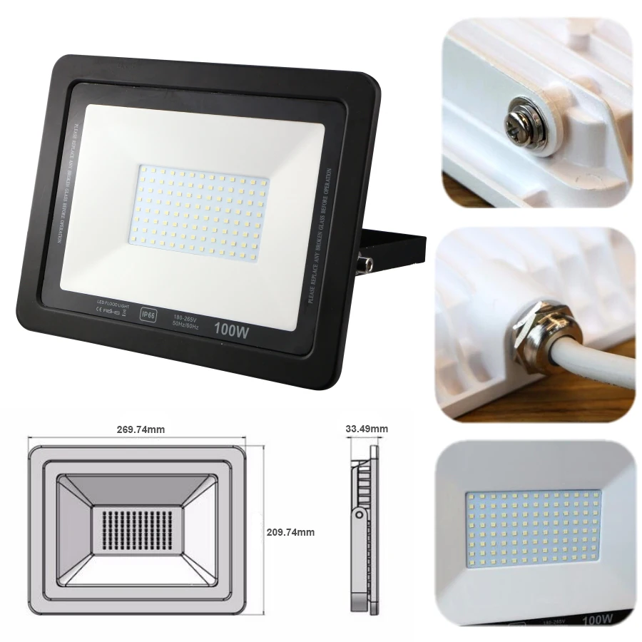 Ультратонкий Светодиодный прожсветильник Тор ZESOL 100 Вт светильник щение черные