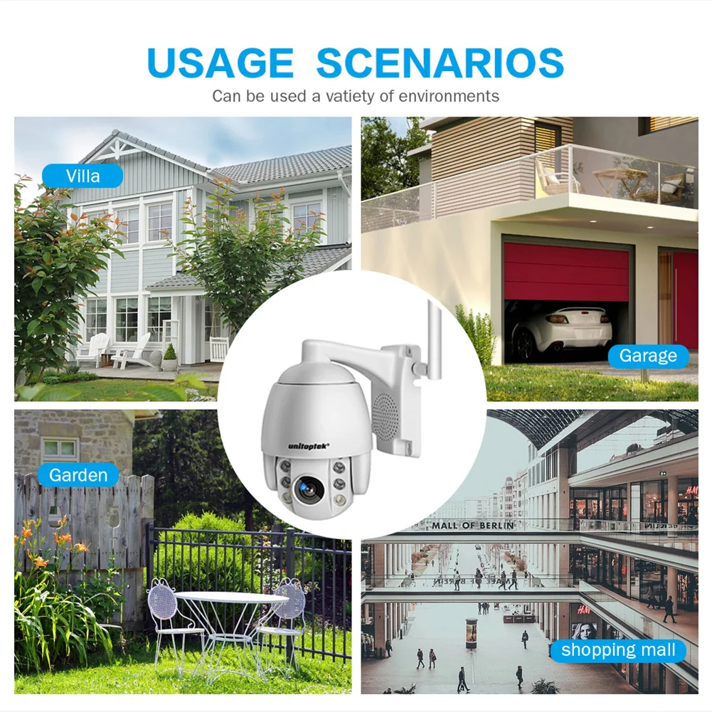 1080P 2MP Беспроводная IP камера Wifi скоростная купольная PTZ наружная IP66 Onvif
