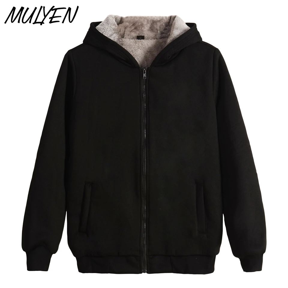 Mulyen Единорог вытирая плюс бархат Толстовки с капюшоном на молнии Для мужчин
