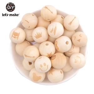 200 шт., деревянные бусины-прорезыватели для зубов, 20 мм