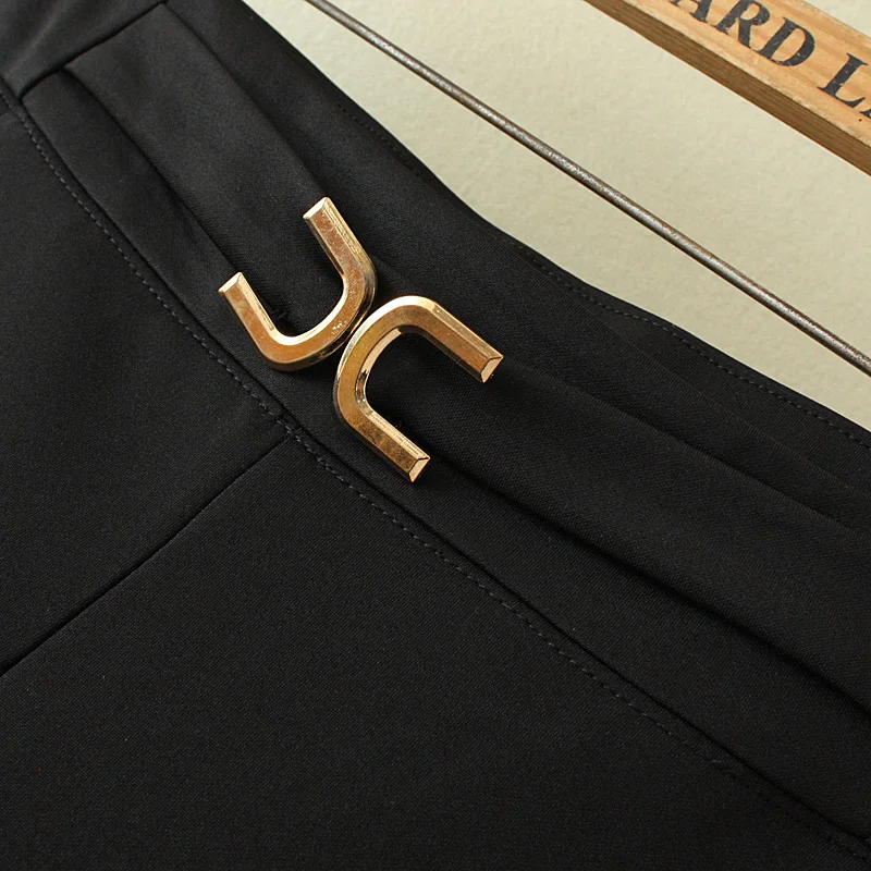 Плюс размеры Осень Зима Высокая талия pantalon femme 2018 черный хлопок широкие брюки