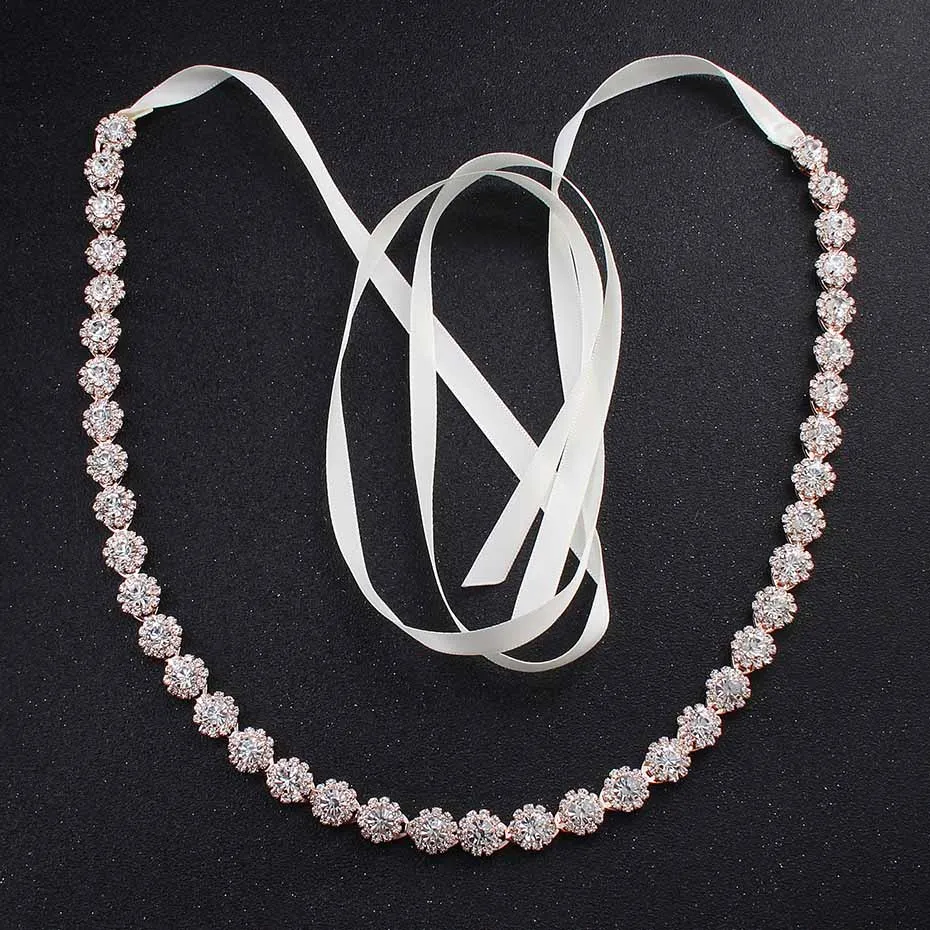Rose Gold Miallo, модные тонкие Стразы, сплав, Свадебные ремни и пояса, свадебные аксессуары для одежды, тонкие пояса для невесты, подружек невесты - Цвет: Rose Gold
