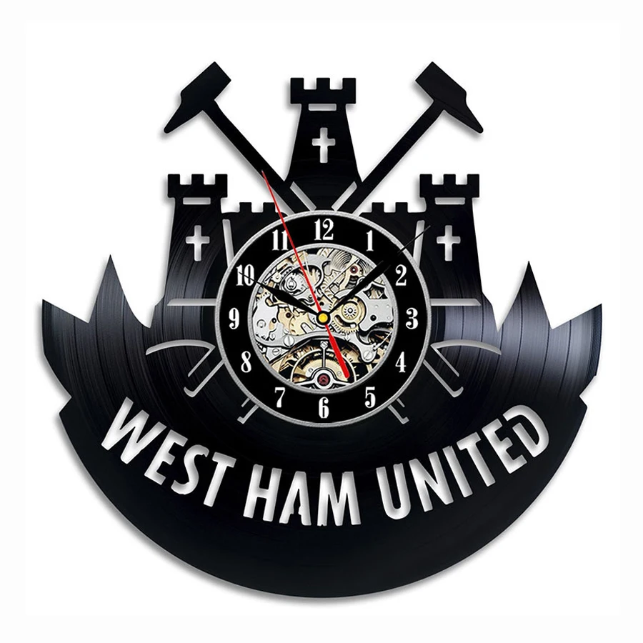 NO LED West Ham Соединенные настенные часы с 7 сменами цвета Виниловая пластинка светодиодный настенные часы Современное украшение дома подарки для любителей футбола - Цвет: NO LED