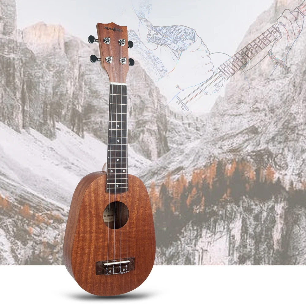 Наоми 26 дюймов укулеле форма ананаса Sapele Topboard задняя панель пластиковая гайка порожек из розового дерева Ukeleles для малышей детей начинающих