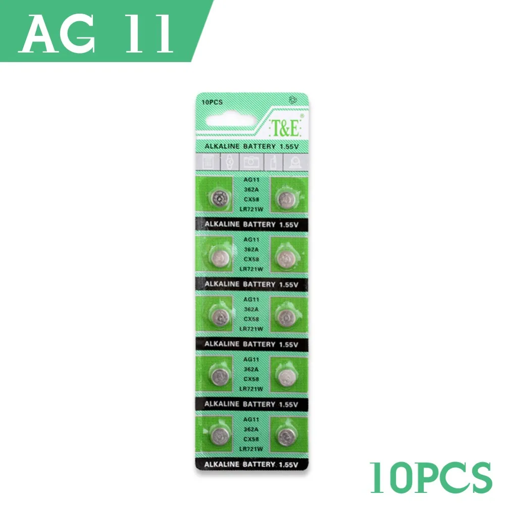Дешевые 10x TianQiu AG11 362A LR58 362 361 L721 AG11 1,55 в щелочные кнопки батареи для монет завод часы высокой емкости
