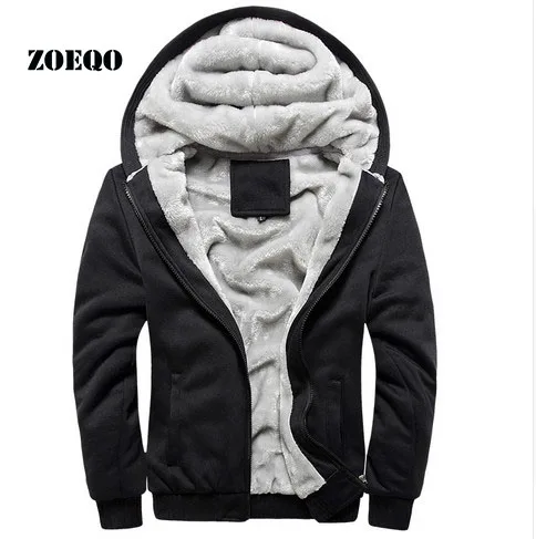 

ZOEQO Winter Warm Thick Velvet Solid hoodie Sweatshirt Men casual Autumn Mens Hoodies And Sweatshirts 4XL 5XL