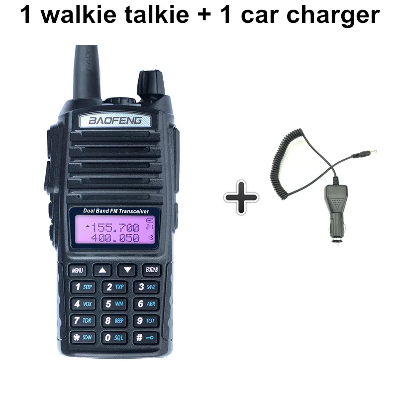 Add a car charger Baofeng UV-82 иди и болтай Walkie Talkie 8 Вт Dual PTT двухстороннее радио двухдиапазонный Портативный UV 82 трансивер UV82 Woki токи сертификатом от сертификационной радиостанций 50 км - Цвет: Add a car charger