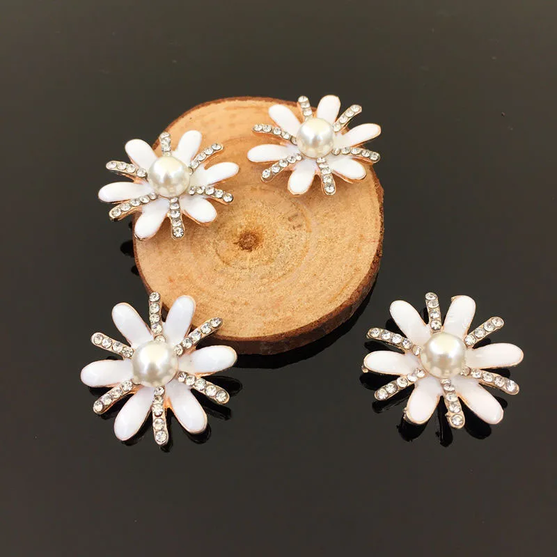 

Diy Jewelry Hair accessory 50pcs/lot Rhinestone decoration White Alloy drop oil Gold Tone Cartoon Flowers Shape Metal Charms