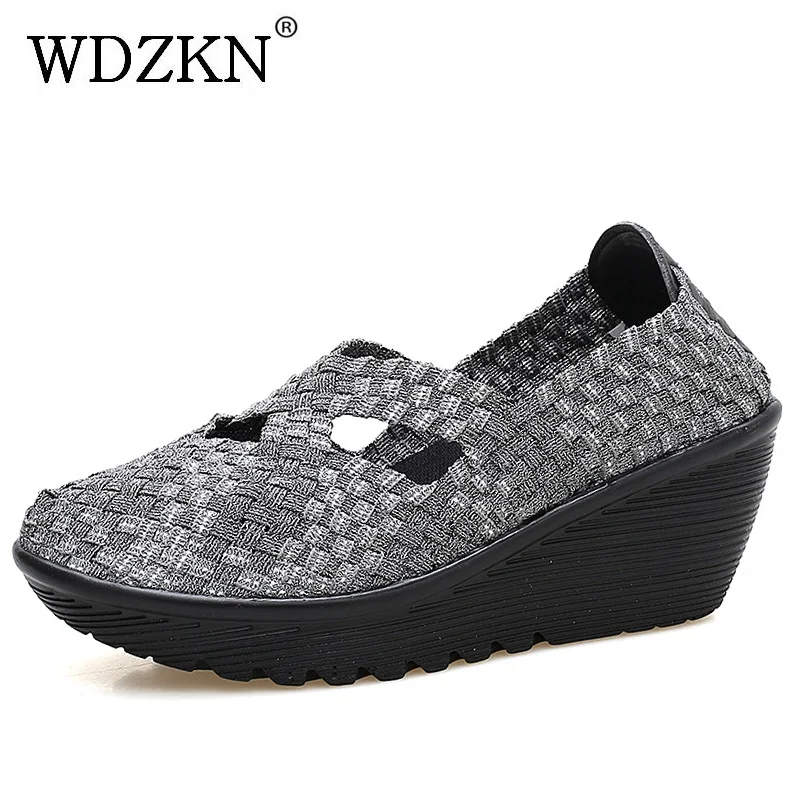 WDZKN Женские Дышащие туфли на платформе с круглым носком высоком каблуке большой