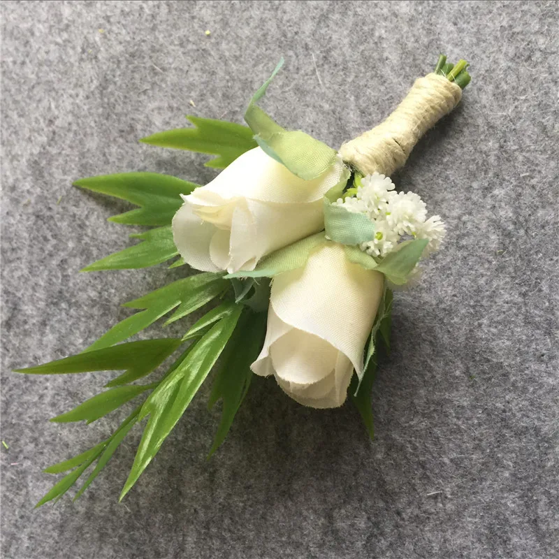 WeddingBobDIY искусственная белая роза свадебная вечевечерние цветок бутоньерка для