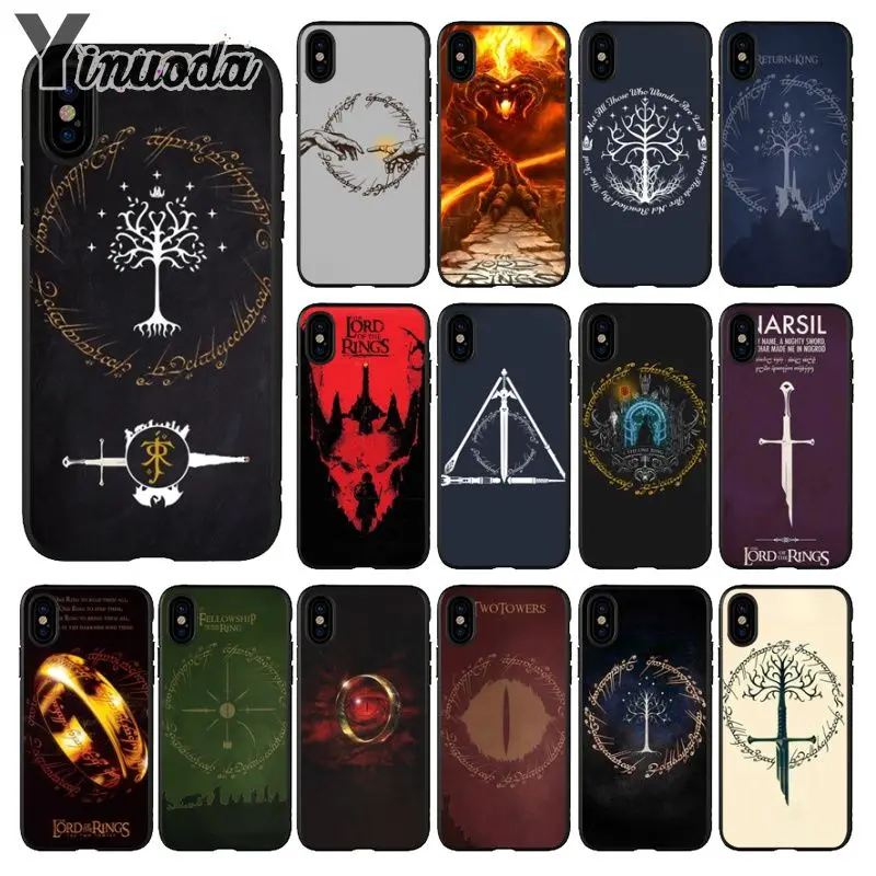 Yinuoda Властелин колец мягкий силиконовый черный чехол для телефона Apple iPhone 8 7 6 6S Plus