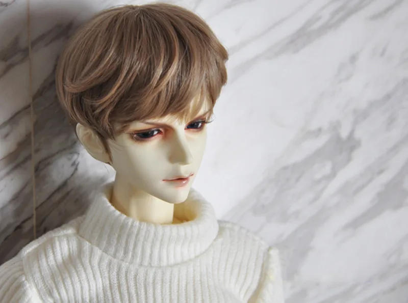 BJD кукла парики короткие парики из натуральных волос для 1/3 1/4 1/6 BJD DD SD MSD YOSD кукла высокотемпературный провод парики просты в уходе аксессуары для куклы - Цвет: Flaxen