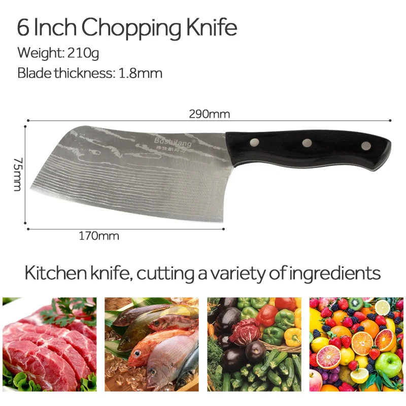 Нож шеф повара Santoku из нержавеющей стали японский стиль 6 дюймов имитация лазера