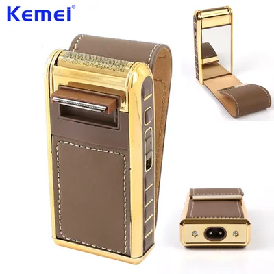 

KEMEI Rechargeable Mini Electric Shaver Leather Shell Shaver Protable Reciprocating Trimmer for Men Gifts tondeuse barbe KM-5500