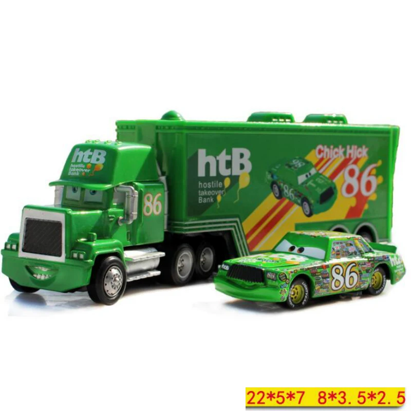 86 truck with car Disney Pixar тачки Mc queen Металл Pixar тачки грузовик Mc queen es литая 1:55 металлическая игрушка модель автомобиля детская игрушка Фигурки игрушки - Цвет: 86 truck with car