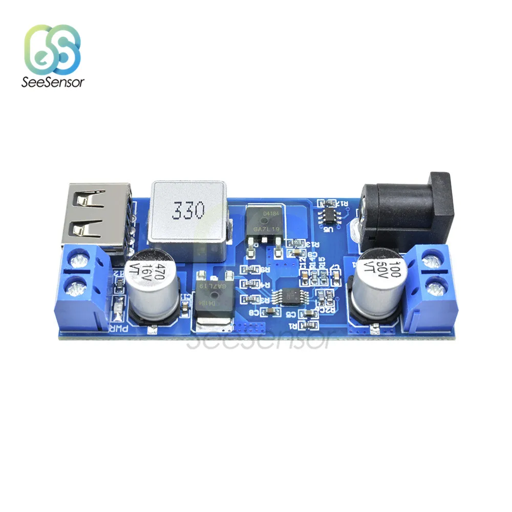 Регулируемый понижающий преобразователь источника питания USB LM2596S 24 В/12 В в 5 А
