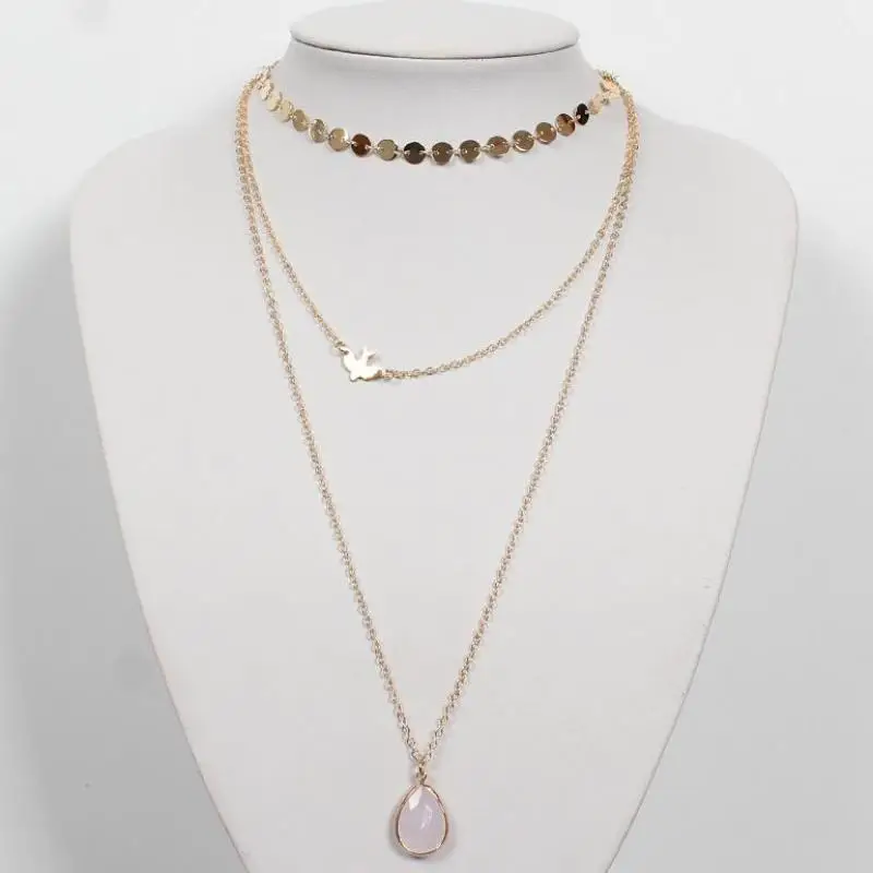 Trendy Sequinned Layered Necklace Set Women Accessories Layering Minimalist Jewelry Female Bijoux Femme | Украшения и аксессуары