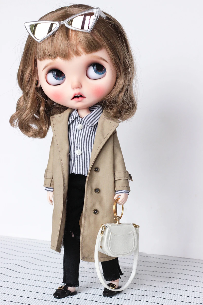 Кукольное пальто Blyth OB24 свободная ветровка Одежда для кукол аксессуары черное