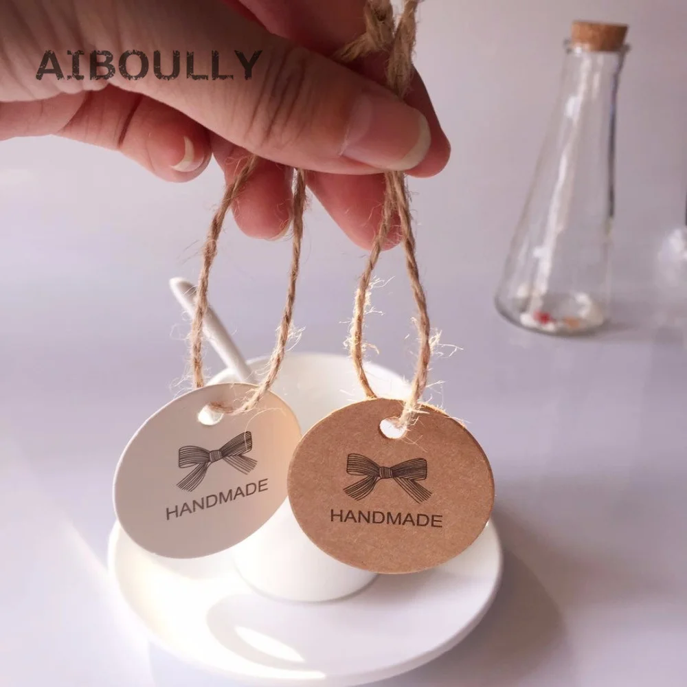 100Pcs/lot DIY Kraft Paper Tags Handmade Vintage Label Sticker For Christmas/Wedding Party Gift Cake Baking Sealing Hang tag|stickers for|paper tags