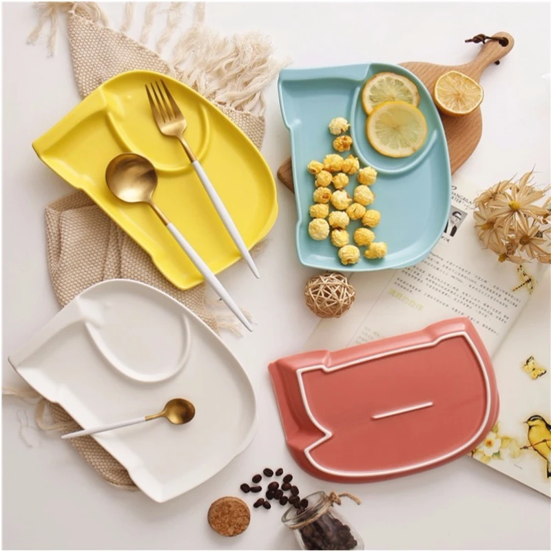 Креативный керамический поднос для детской еды мультяшная тарелка пасты со